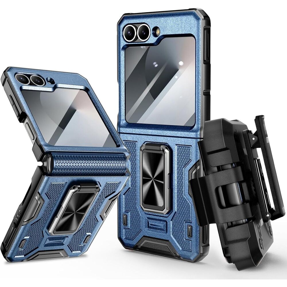Galaxy Z Flip 6 Case with Belt Clip Holster  Rotatable Ring Kickstand